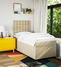 Boxspringbett mit Matratze Creme 100x200 cm Stoff