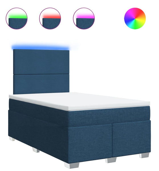 Boxspringbett mit Matratze Blau 120x190 cm Stoff