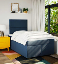Boxspringbett mit Matratze Blau 120x190 cm Stoff