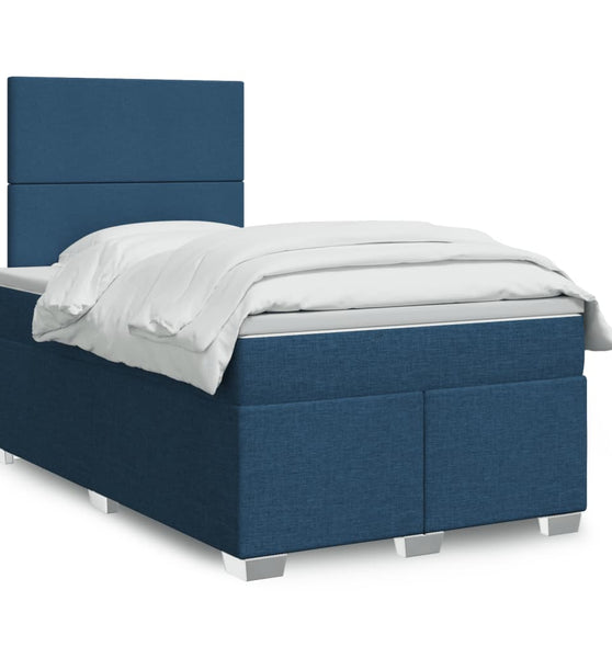 Boxspringbett mit Matratze Blau 120x190 cm Stoff