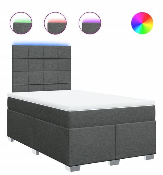 Boxspringbett mit Matratze Dunkelgrau 120x190 cm Stoff