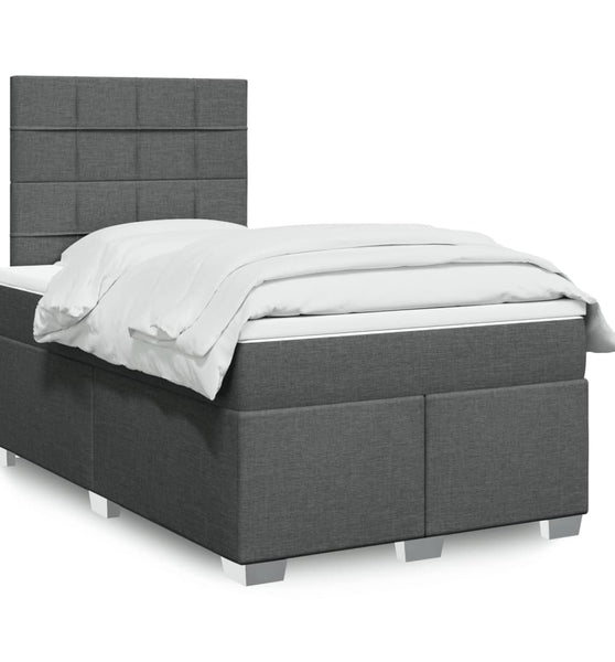 Boxspringbett mit Matratze Dunkelgrau 120x190 cm Stoff