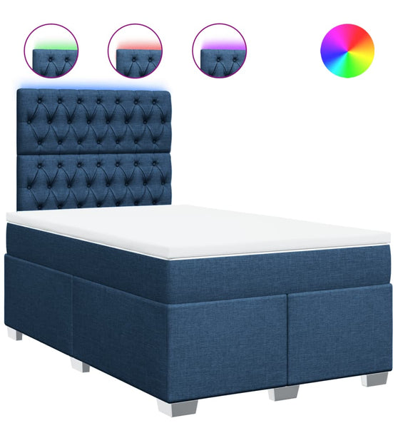 Boxspringbett mit Matratze Blau 120x190 cm Stoff