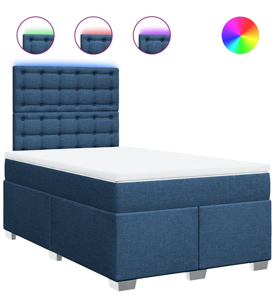 Boxspringbett mit Matratze Blau 120x190 cm Stoff