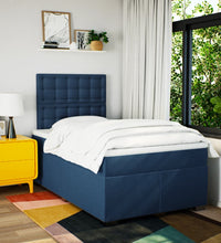 Boxspringbett mit Matratze Blau 120x190 cm Stoff