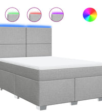 Boxspringbett mit Matratze Hellgrau 140x200 cm Stoff