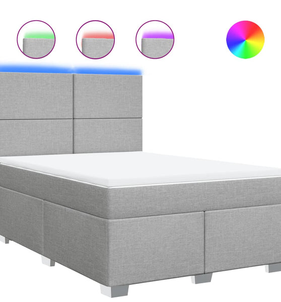 Boxspringbett mit Matratze Hellgrau 140x200 cm Stoff