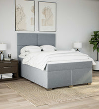 Boxspringbett mit Matratze Hellgrau 140x200 cm Stoff