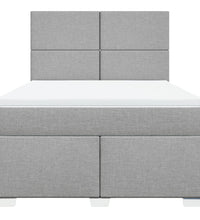 Boxspringbett mit Matratze Hellgrau 140x200 cm Stoff