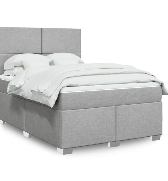 Boxspringbett mit Matratze Hellgrau 140x200 cm Stoff