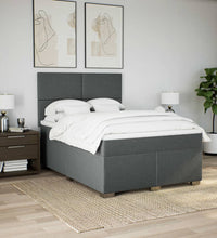 Boxspringbett mit Matratze Dunkelgrau 140x200 cm Stoff