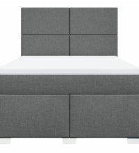 Boxspringbett mit Matratze Dunkelgrau 140x200 cm Stoff