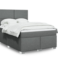 Boxspringbett mit Matratze Dunkelgrau 140x200 cm Stoff