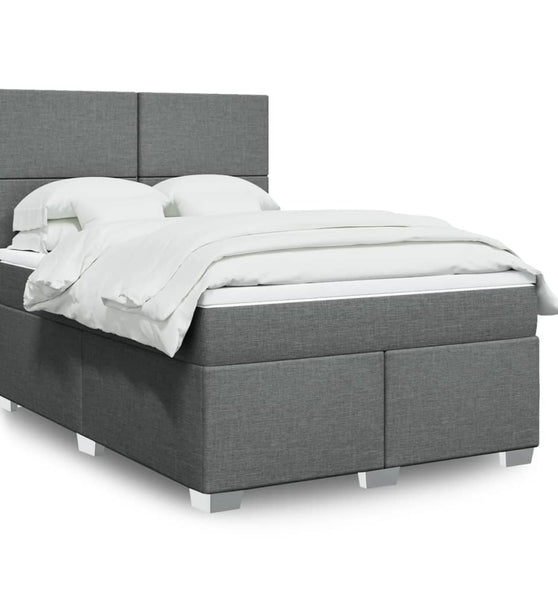 Boxspringbett mit Matratze Dunkelgrau 140x200 cm Stoff