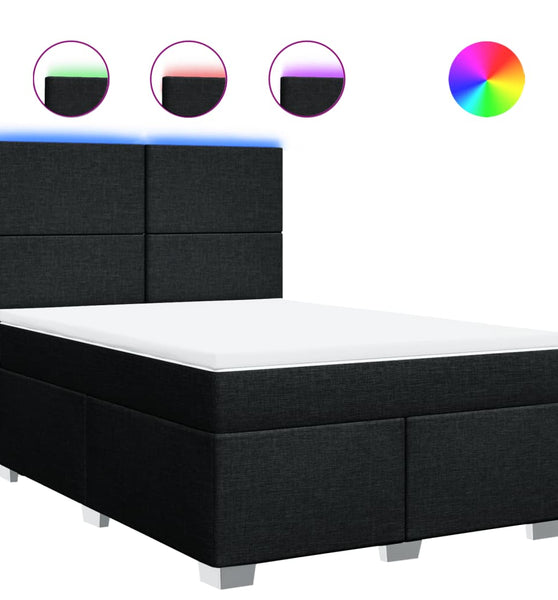 Boxspringbett mit Matratze Schwarz 140x200 cm Stoff