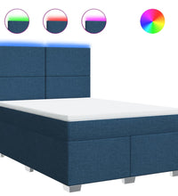 Boxspringbett mit Matratze Blau 140x200 cm Stoff