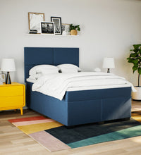 Boxspringbett mit Matratze Blau 140x200 cm Stoff