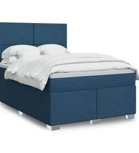Boxspringbett mit Matratze Blau 140x200 cm Stoff