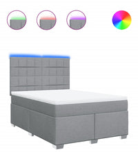 Boxspringbett mit Matratze Hellgrau 140x200 cm Stoff