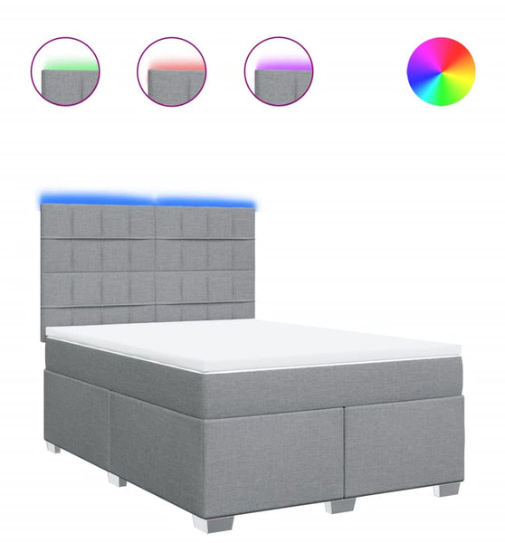 Boxspringbett mit Matratze Hellgrau 140x200 cm Stoff
