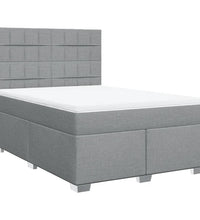 Boxspringbett mit Matratze Hellgrau 140x200 cm Stoff