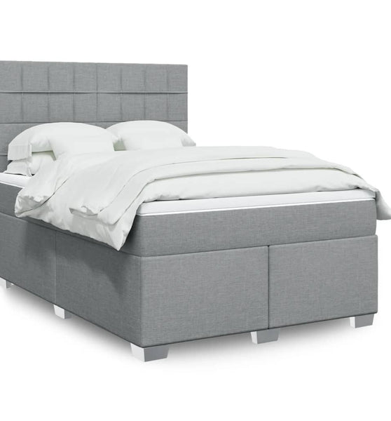 Boxspringbett mit Matratze Hellgrau 140x200 cm Stoff