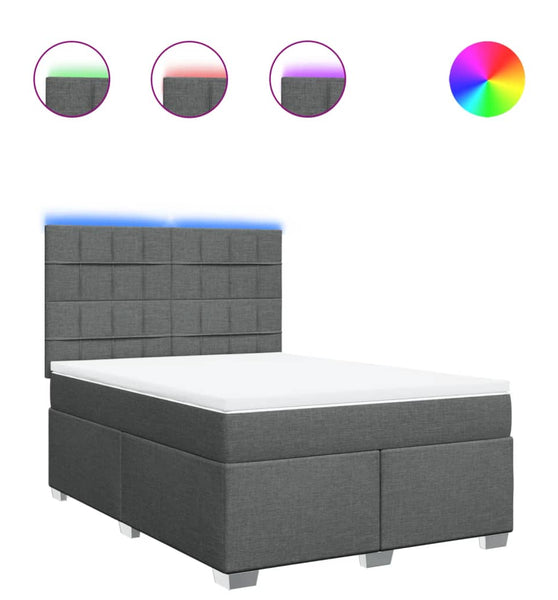 Boxspringbett mit Matratze Dunkelgrau 140x200 cm Stoff