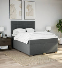 Boxspringbett mit Matratze Dunkelgrau 140x200 cm Stoff