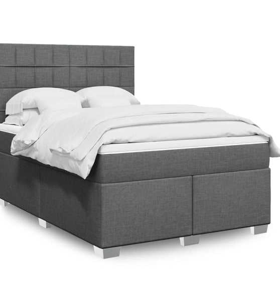 Boxspringbett mit Matratze Dunkelgrau 140x200 cm Stoff
