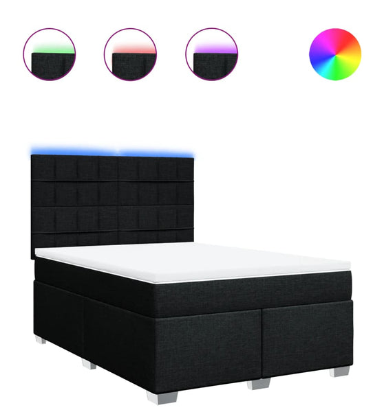 Boxspringbett mit Matratze Schwarz 140x200 cm Stoff