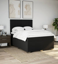 Boxspringbett mit Matratze Schwarz 140x200 cm Stoff