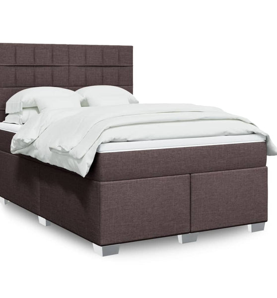 Boxspringbett mit Matratze Dunkelbraun 140x200 cm Stoff