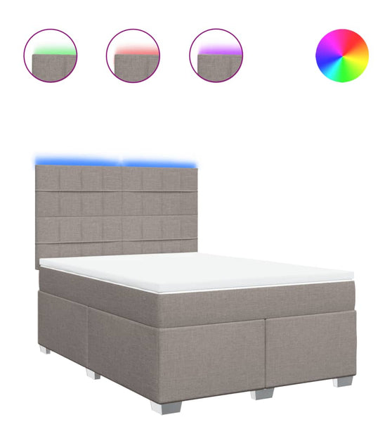 Boxspringbett mit Matratze Taupe 140x200 cm Stoff