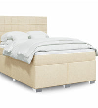 Boxspringbett mit Matratze Creme 140x200 cm Stoff