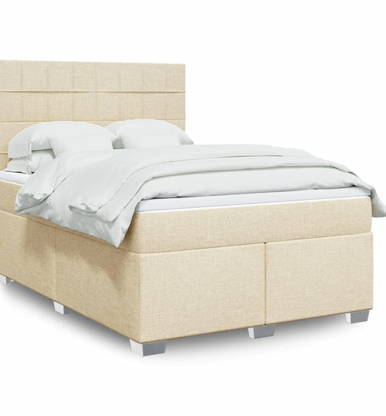 Boxspringbett mit Matratze Creme 140x200 cm Stoff