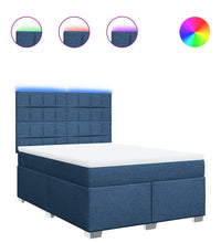 Boxspringbett mit Matratze Blau 140x200 cm Stoff
