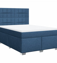 Boxspringbett mit Matratze Blau 140x200 cm Stoff