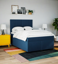 Boxspringbett mit Matratze Blau 140x200 cm Stoff