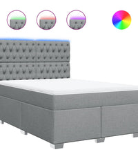 Boxspringbett mit Matratze Hellgrau 140x200 cm Stoff