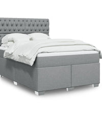 Boxspringbett mit Matratze Hellgrau 140x200 cm Stoff