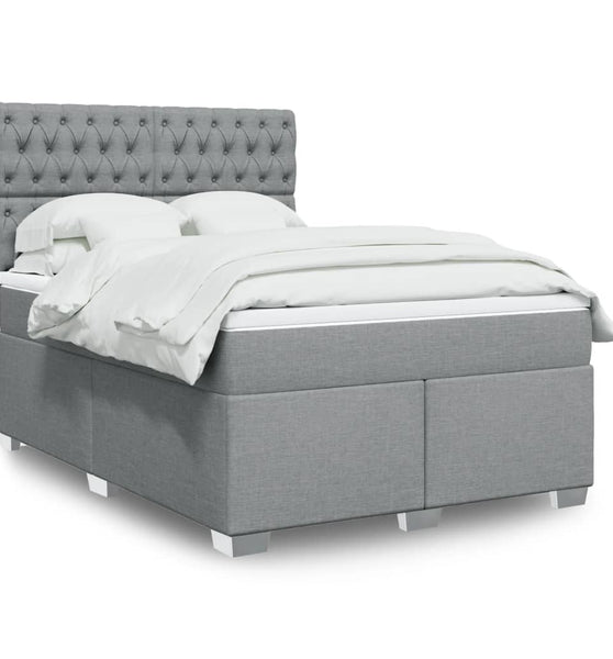 Boxspringbett mit Matratze Hellgrau 140x200 cm Stoff