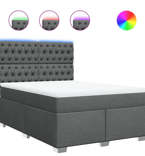 Boxspringbett mit Matratze Dunkelgrau 140x200 cm Stoff