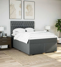Boxspringbett mit Matratze Dunkelgrau 140x200 cm Stoff
