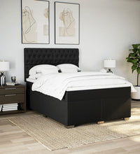 Boxspringbett mit Matratze Schwarz 140x200 cm Stoff
