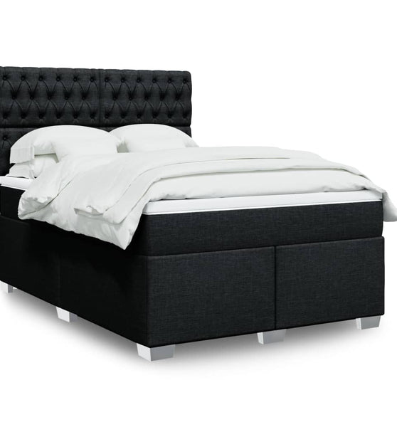 Boxspringbett mit Matratze Schwarz 140x200 cm Stoff