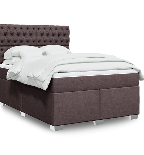 Boxspringbett mit Matratze Dunkelbraun 140x200 cm Stoff