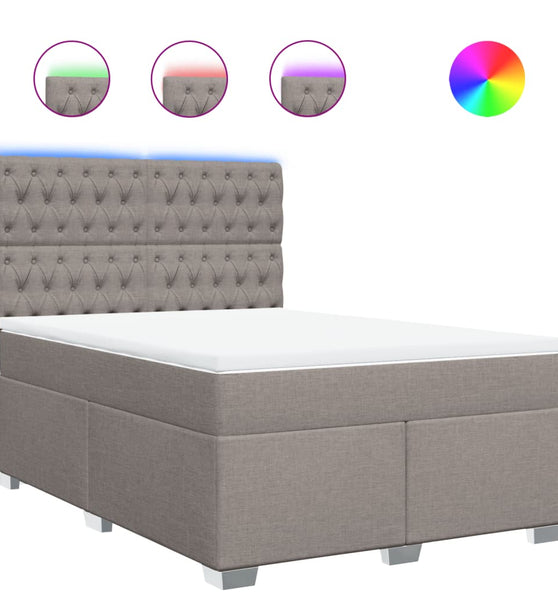 Boxspringbett mit Matratze Taupe 140x200 cm Stoff