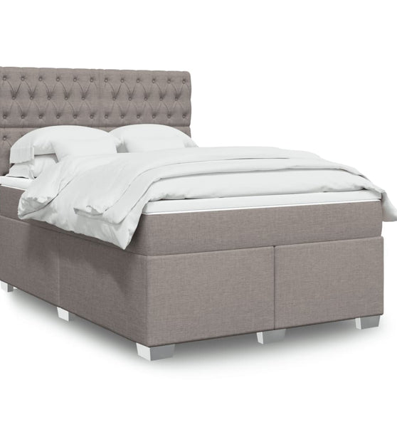 Boxspringbett mit Matratze Taupe 140x200 cm Stoff