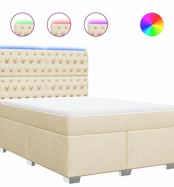 Boxspringbett mit Matratze Creme 140x200 cm Stoff