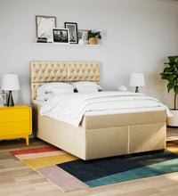 Boxspringbett mit Matratze Creme 140x200 cm Stoff